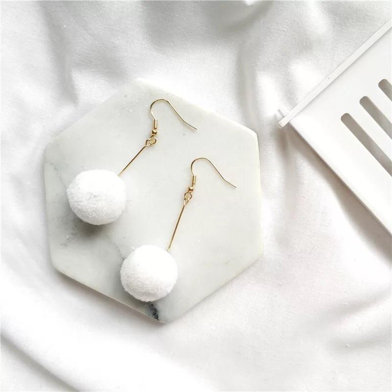 現貨 毛球耳環 球球耳環 耳針 垂釣耳環-細節圖4