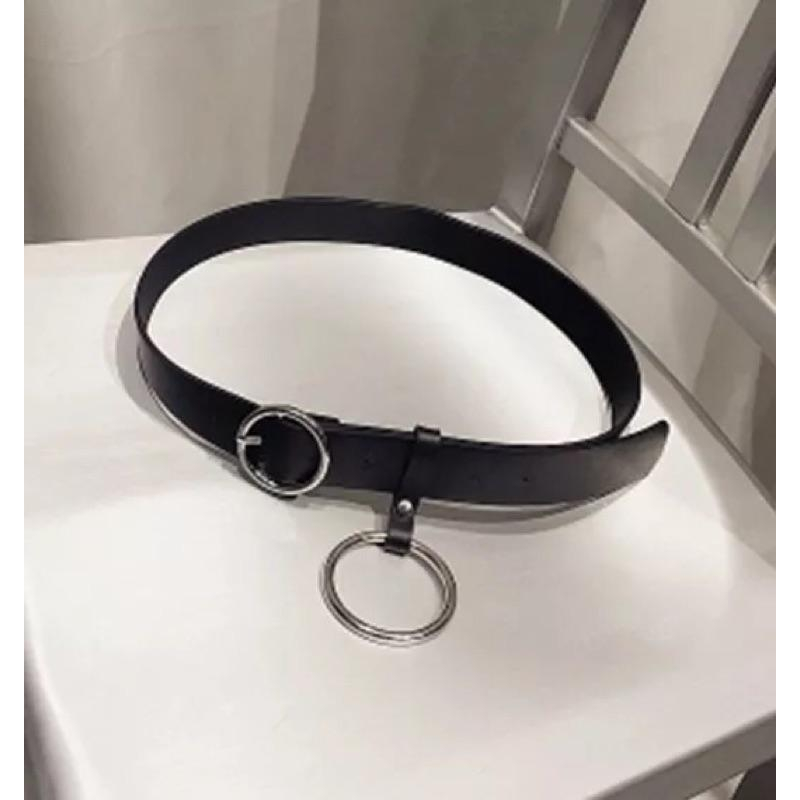 現貨 ⭕️ 鐵環皮帶 腰帶 圈圈 權志龍 皮帶 文青 學生最愛 韓妞 時尚 簡約 扣環皮帶 扣環 頸圈-細節圖2