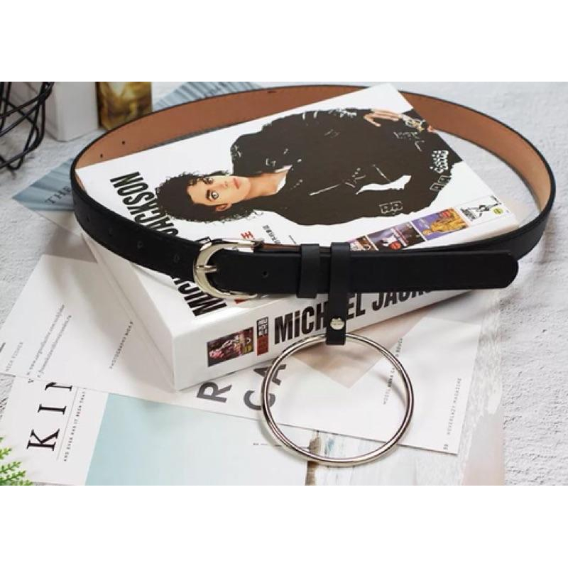 現貨 ⭕️ 鐵環皮帶 腰帶 圈圈 權志龍 皮帶 文青 學生最愛 韓妞 時尚 簡約 扣環皮帶 扣環 頸圈-細節圖7