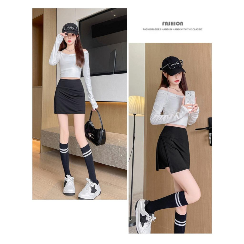 台灣發貨 不走光 包裙褲裙 瑜珈褲裙 瑜珈 高彈性 褲裙 A字裙 運動裙 高爾夫球裙-細節圖9