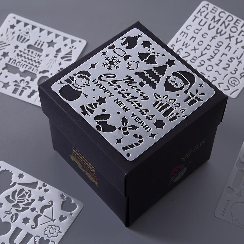 台灣現貨 5入 DIY塗鴉卡 插圖鏤空模板 模版繪畫工具 手工模尺 手賬 繪畫板 消字版用 繪圖模板 型板 鏤空-細節圖2