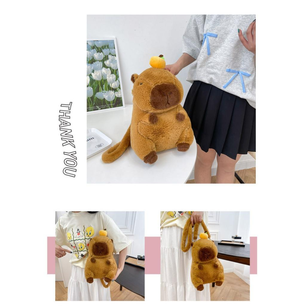 現貨 卡皮巴拉包包 可雙肩 單肩 卡皮巴拉背包 水豚娃娃 水豚君 後背包 包包 禮物 交換禮物 生日禮物 側背包 卡皮巴-細節圖5