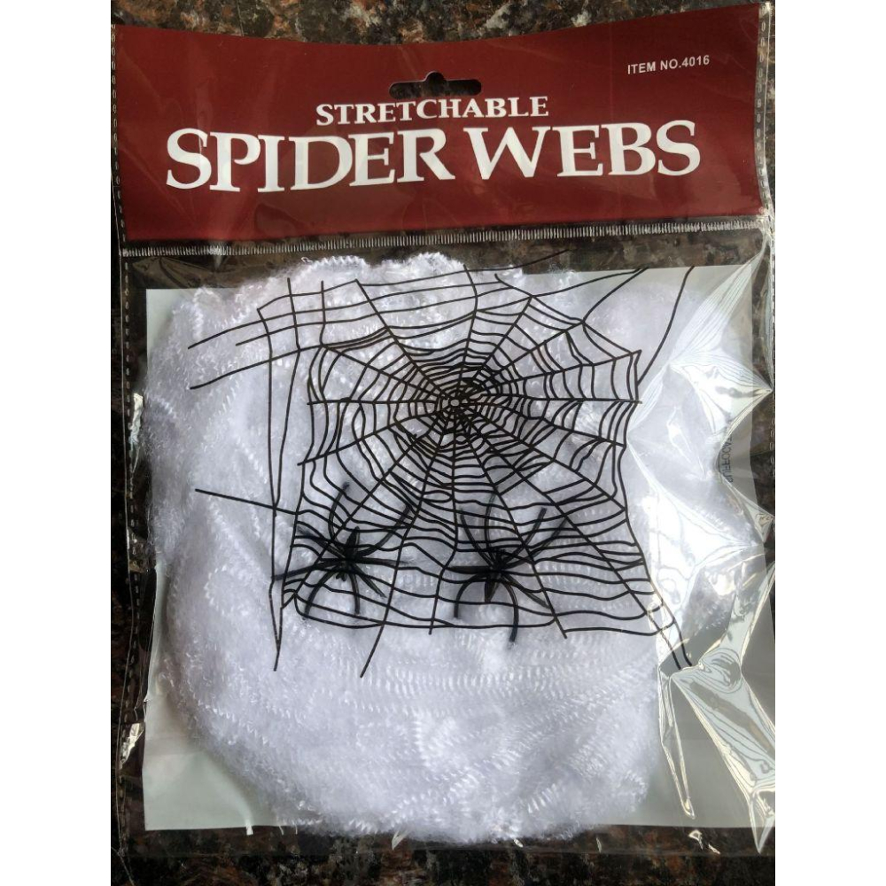 現貨 萬聖節道具 蜘蛛絲 + 2隻蜘蛛 蜘蛛綿 蜘蛛網 鬼屋道具 蜘蛛 布置道具 裝扮道具 交換禮物 恐怖場景 整人道具-細節圖2