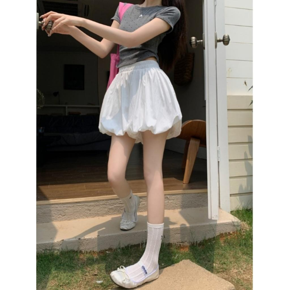 台灣出貨 材質超好 不退色不起毛球 y2k花苞裙 花苞褲裙 蓬蓬裙 不走光 褲裙 裙子 短褲-細節圖2