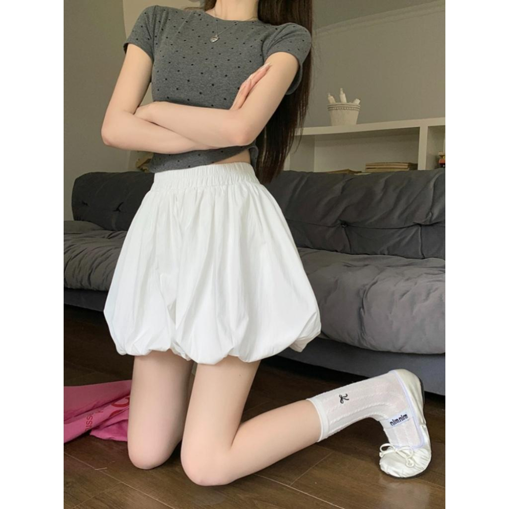 台灣出貨 材質超好 不退色不起毛球 y2k花苞裙 花苞褲裙 蓬蓬裙 不走光 褲裙 裙子 短褲-細節圖5