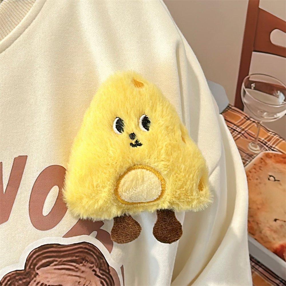 現貨 可愛毛絨起司起司掛件百搭卡通公仔鑰匙圈學生包包掛飾少女心胸針 起司吊飾 起司別針-細節圖6