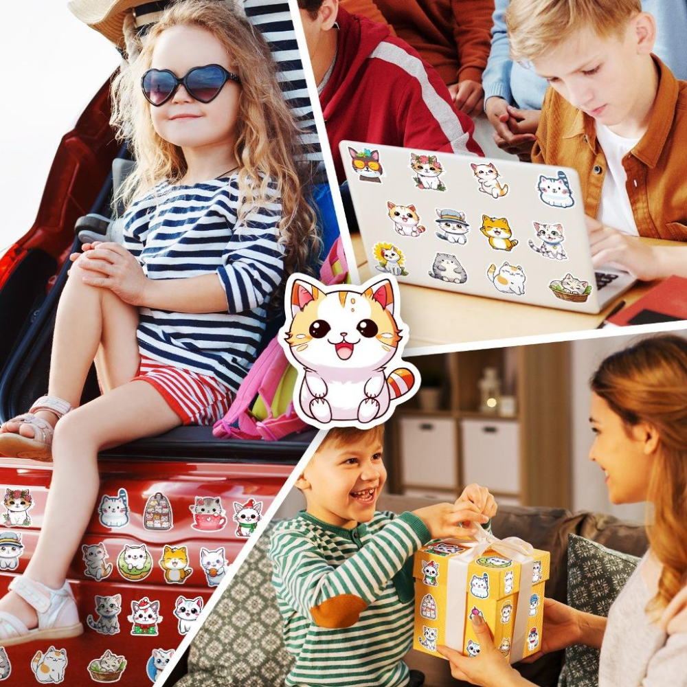 現貨 多款50張卡通可愛麵包喵喵貼紙ins女孩超萌DIY日韓系小貓咪頭像貼畫 筆記本貼紙-細節圖7