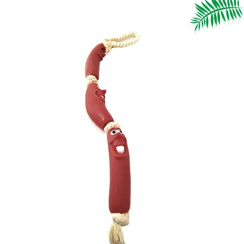 台灣現貨 臘腸狗 寵物狗狗三節香腸玩具臘腸狗法鬥柴犬柯基耐咬磨牙潔齒搞笑玩具-細節圖7