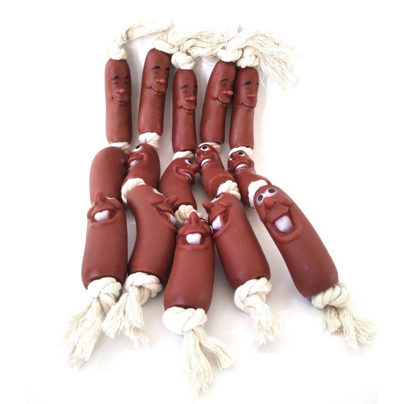 台灣現貨 臘腸狗 寵物狗狗三節香腸玩具臘腸狗法鬥柴犬柯基耐咬磨牙潔齒搞笑玩具-細節圖8