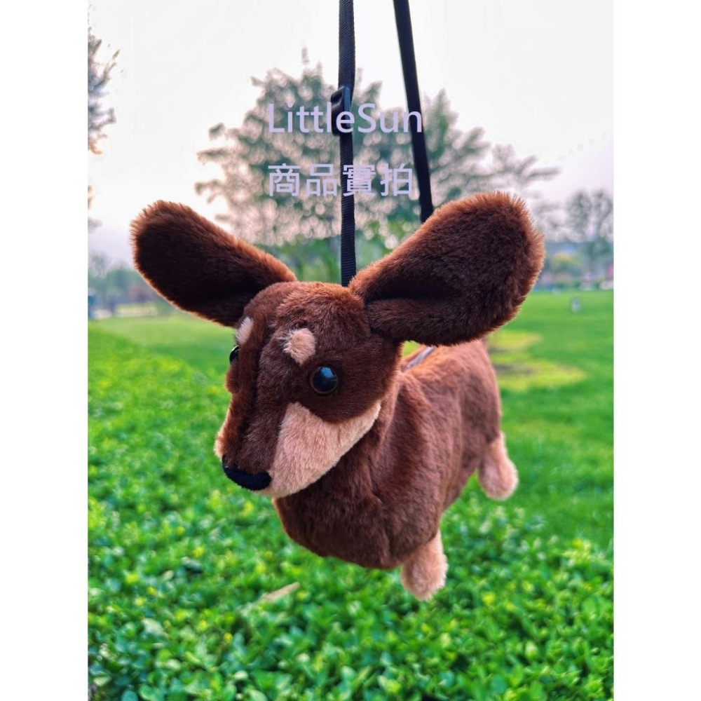 台灣現貨+發票 新款臘腸狗包 造型包 臘腸狗 毛絨公仔臘腸狗西高地小狗玩偶斜挎包單肩包玩偶包 狗狗包 寵物包 包包-細節圖9