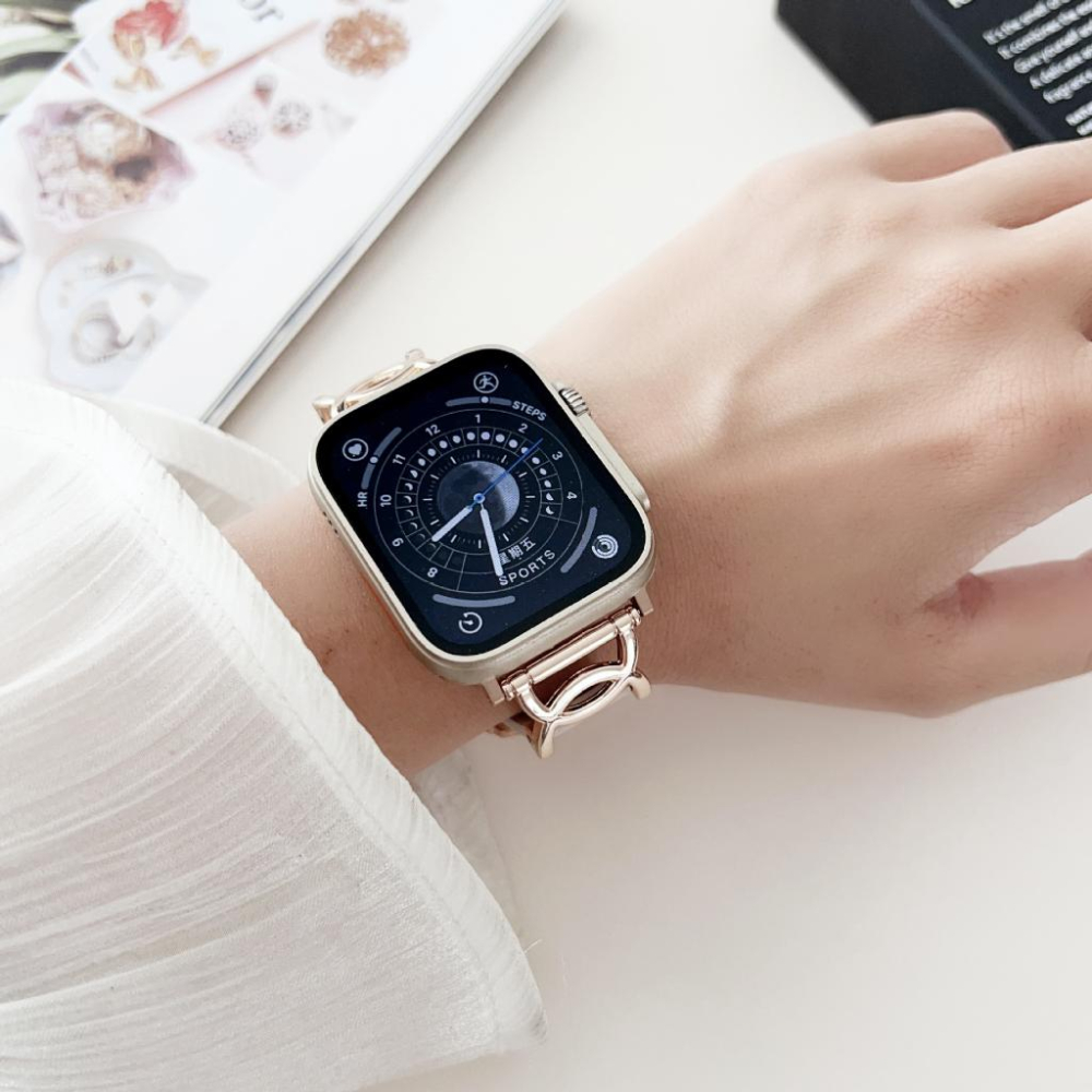 台灣現貨 Apple Watch 雙C錶帶 錶帶 小蠻腰 皮錶帶 小香錶帶 8 7 SE 6 5 4 3 真皮錶帶-細節圖2