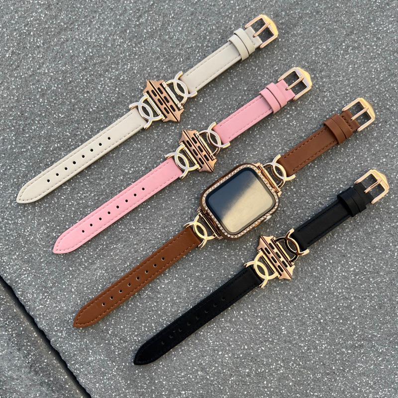 台灣現貨 Apple Watch 雙C錶帶 錶帶 小蠻腰 皮錶帶 小香錶帶 8 7 SE 6 5 4 3 真皮錶帶-細節圖6