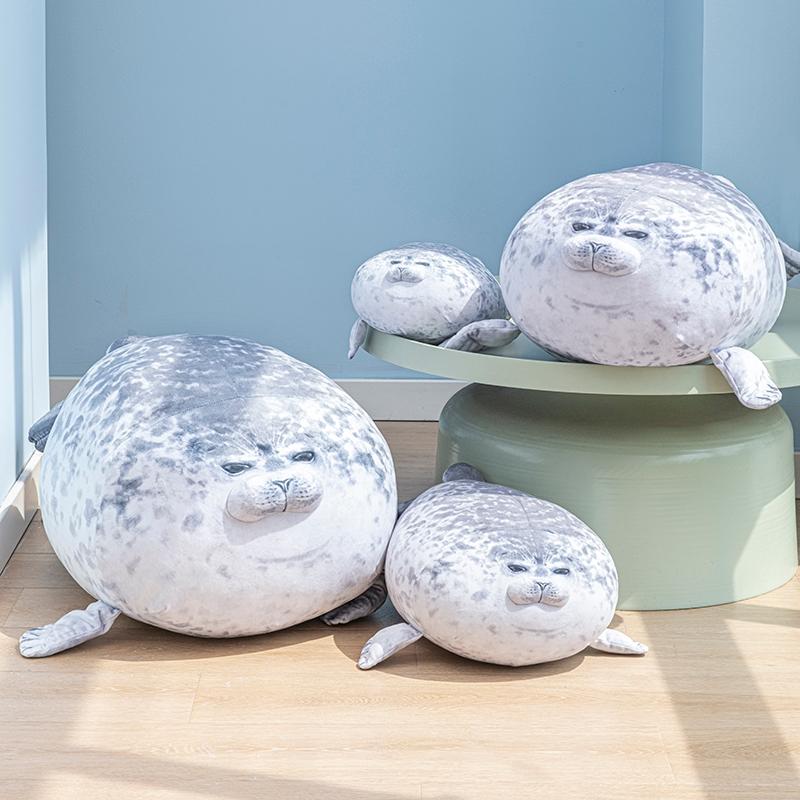 台灣現貨 日本大阪海豹抱枕團小海豹人偶玩偶毛絨玩具海遊館靠枕軟萌 海豹 抱枕 辦公室抱枕-細節圖2