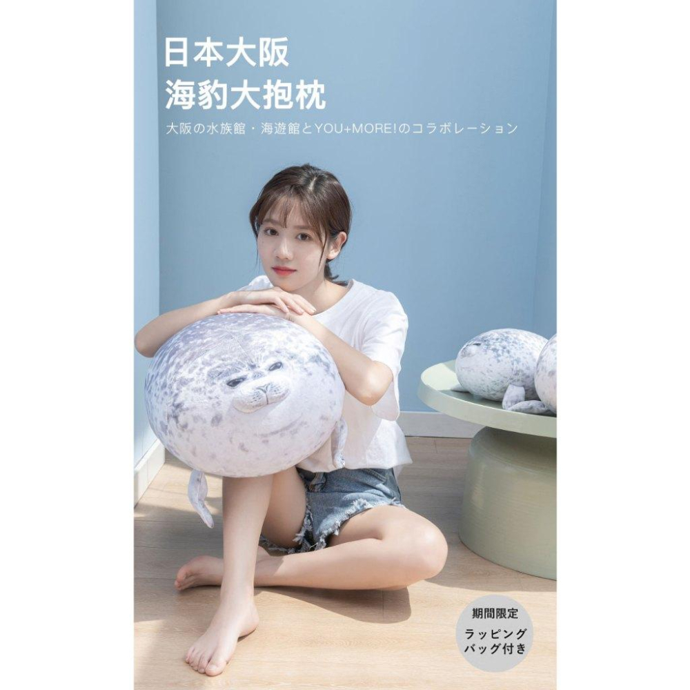 台灣現貨 日本大阪海豹抱枕團小海豹人偶玩偶毛絨玩具海遊館靠枕軟萌 海豹 抱枕 辦公室抱枕-細節圖5