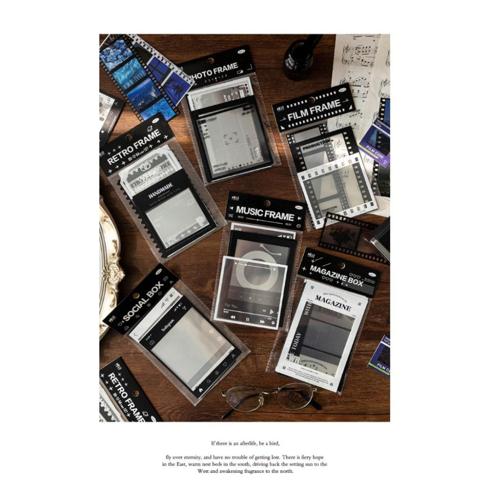 台灣現貨 手帳素材 復古膠片 五款風格 PET貼紙包 框框博物館系列 復古底片手帳裝飾素材打底貼-細節圖6