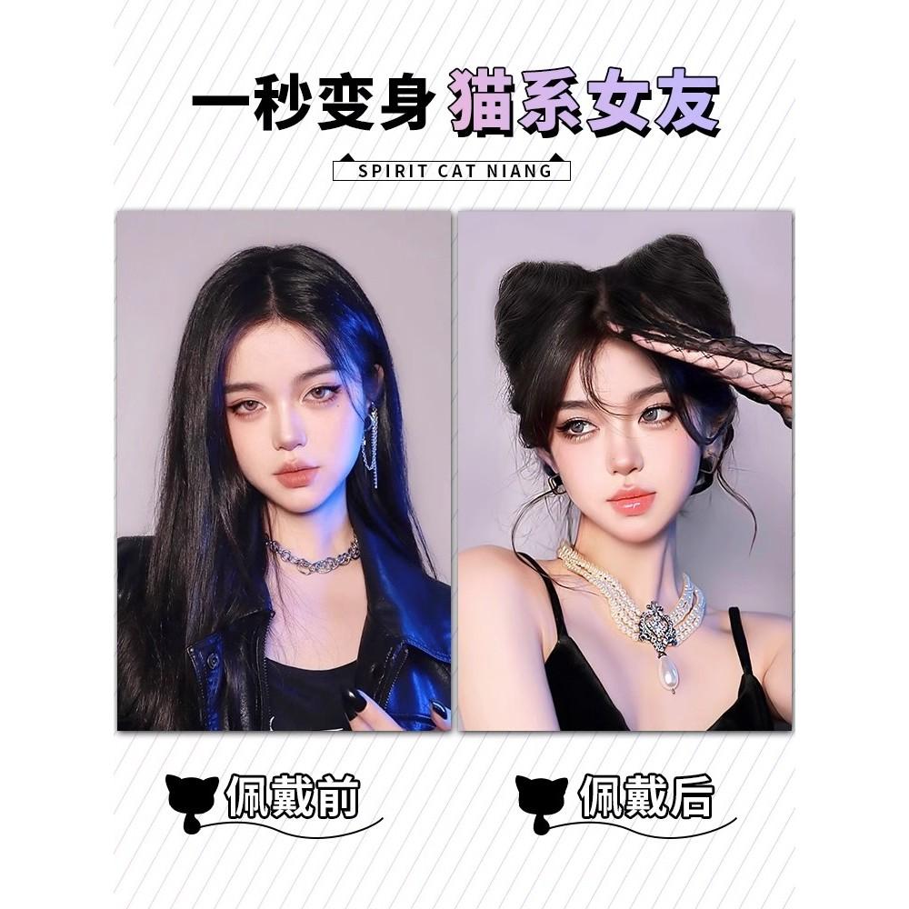 台灣現貨 貓耳雙丸子頭抓​​夾假髮髮夾髮卡髮包髮飾萬聖節辣妹裝扮cos頭飾-細節圖2