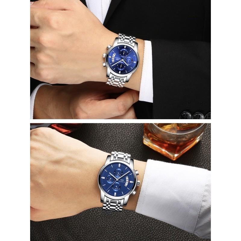 現貨 真三眼日曆錶 防水錶 夜光錶 真三眼 三眼錶 日曆錶 手錶 錶 鋼錶 金錶 藍光 商務 父親節 情人節 禮物 生日-細節圖5