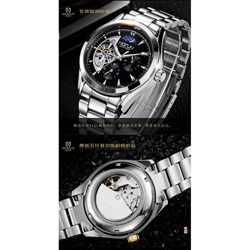 現貨 真三眼 機械錶 星辰錶 夜光錶 三眼錶 金錶 鋼錶 手錶 錶 鋼錶帶 情人節 生日禮物 男朋友愛款 父親節-細節圖4