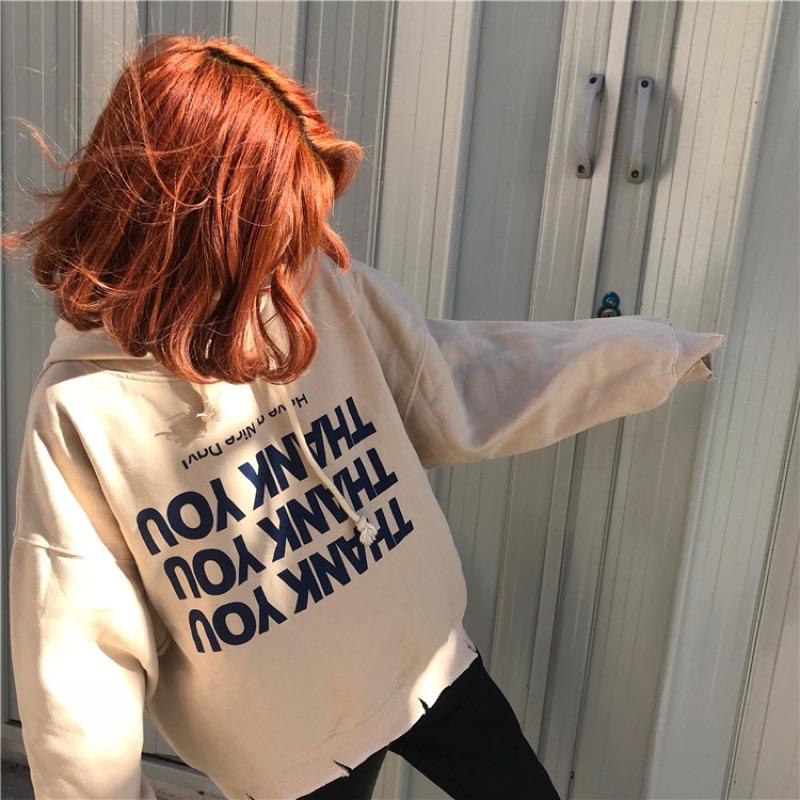 現貨出清 韓版 寬鬆 下擺剪破 厚款大學t 連帽T 帽T 帽踢 字母 寬版上衣 衣服 穿搭 時尚 流行款 設計款 上衣-細節圖4