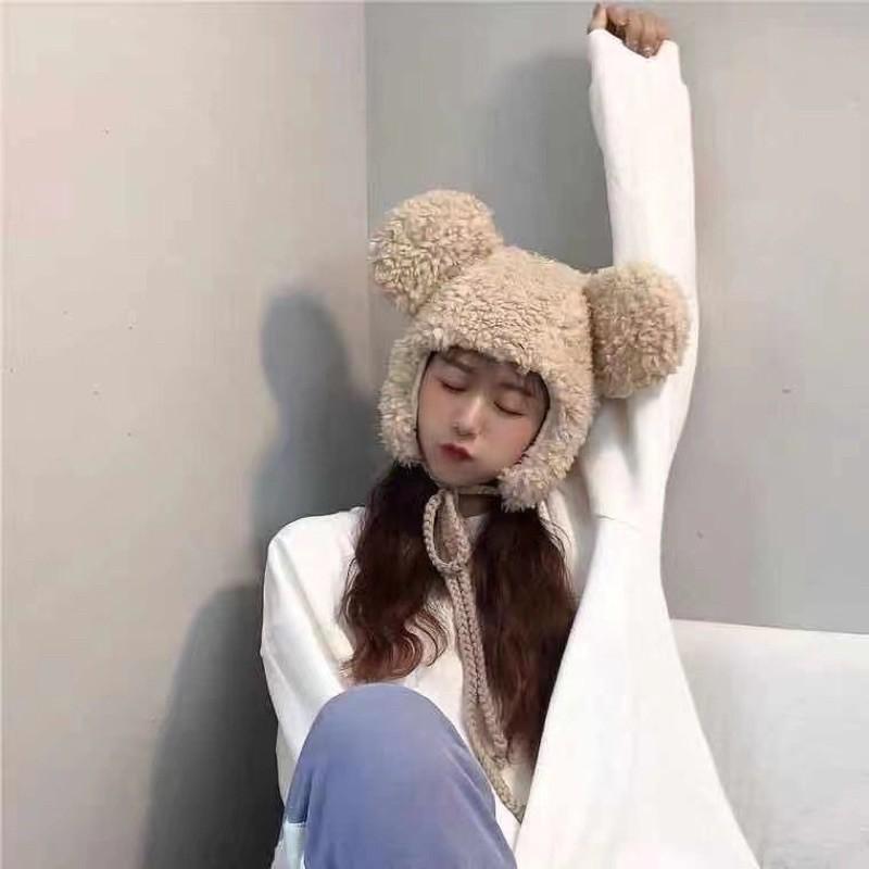 台灣現貨 🇰🇷 實拍 熊耳朵帽子 熊熊帽 帽子 帽 熊熊 耳罩式 保暖衣物 保暖帽 熊熊帽子 網紅款 賣萌帽 泰迪熊帽-細節圖3