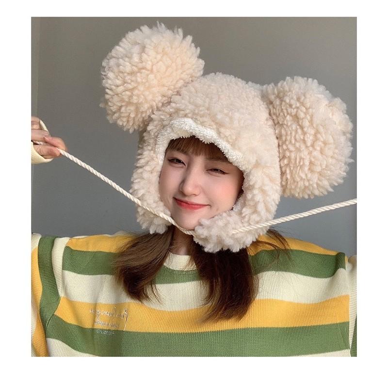 台灣現貨 🇰🇷 實拍 熊耳朵帽子 熊熊帽 帽子 帽 熊熊 耳罩式 保暖衣物 保暖帽 熊熊帽子 網紅款 賣萌帽 泰迪熊帽-細節圖4