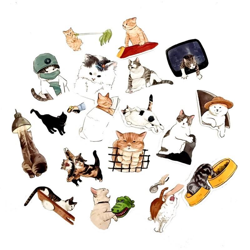 現貨54張不重複 貓咪貼紙 狗狗貼紙 貓奴 貓咪 貓 筆電貼 寵物貼 可愛貼紙 橘貓貼 安全帽貼 車貼 玻璃貼 壁貼-細節圖2