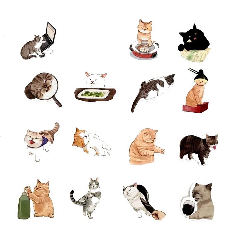 現貨54張不重複 貓咪貼紙 狗狗貼紙 貓奴 貓咪 貓 筆電貼 寵物貼 可愛貼紙 橘貓貼 安全帽貼 車貼 玻璃貼 壁貼-細節圖3