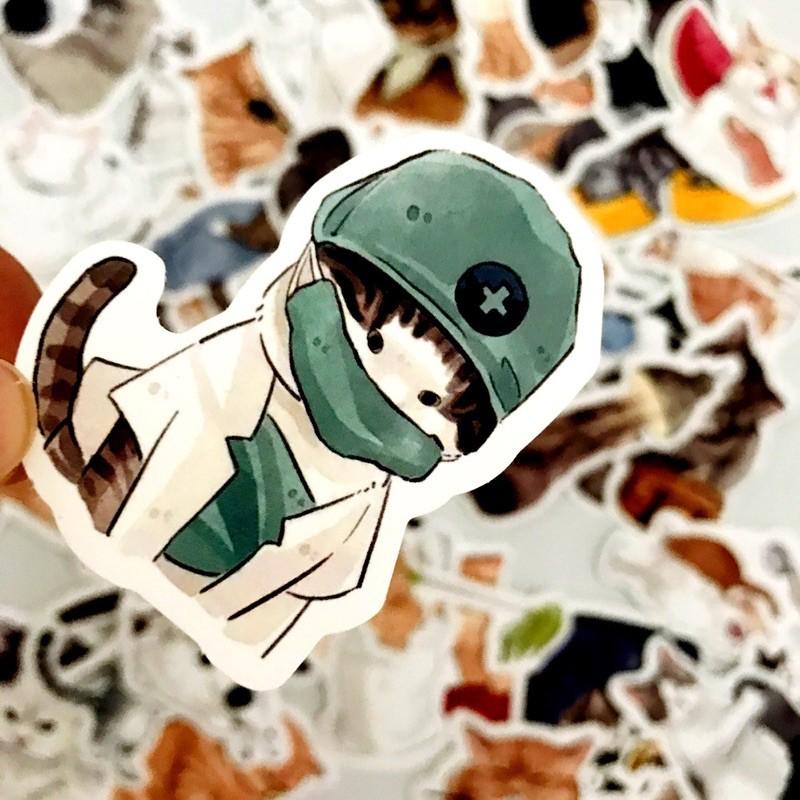 現貨54張不重複 貓咪貼紙 狗狗貼紙 貓奴 貓咪 貓 筆電貼 寵物貼 可愛貼紙 橘貓貼 安全帽貼 車貼 玻璃貼 壁貼-細節圖4