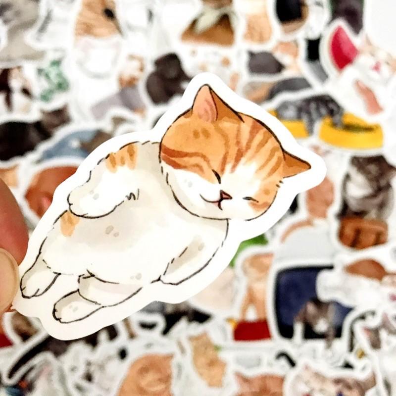 現貨54張不重複 貓咪貼紙 狗狗貼紙 貓奴 貓咪 貓 筆電貼 寵物貼 可愛貼紙 橘貓貼 安全帽貼 車貼 玻璃貼 壁貼-細節圖5