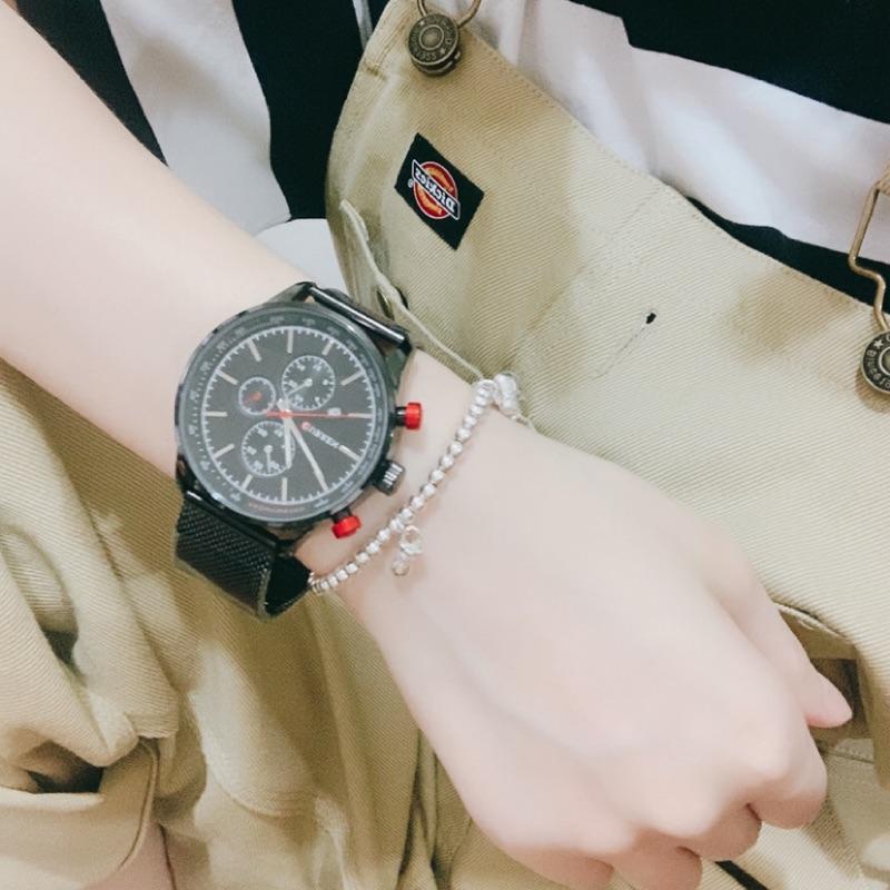 現貨 正品 假三眼 真 日曆錶 鎢鋼材質 防水 鋼錶 商務 手錶 錶 對錶 男錶 情人節 送禮 生日禮物 三眼錶 金錶-細節圖6