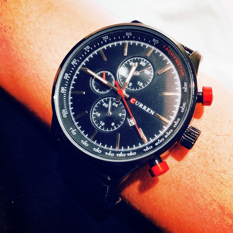 現貨 正品 假三眼 真 日曆錶 鎢鋼材質 防水 鋼錶 商務 手錶 錶 對錶 男錶 情人節 送禮 生日禮物 三眼錶 金錶-細節圖7