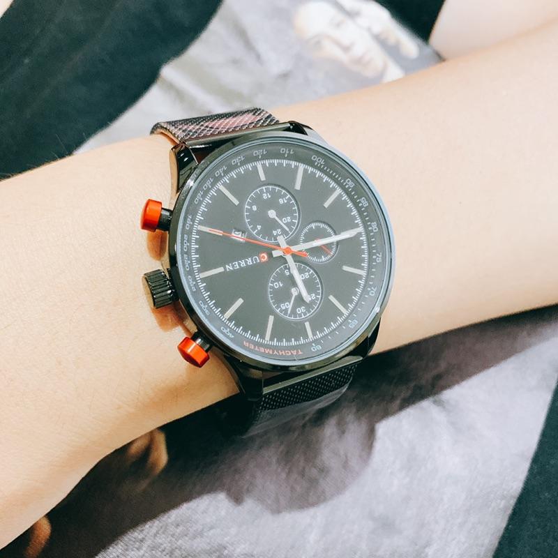 現貨 正品 假三眼 真 日曆錶 鎢鋼材質 防水 鋼錶 商務 手錶 錶 對錶 男錶 情人節 送禮 生日禮物 三眼錶 金錶-細節圖8