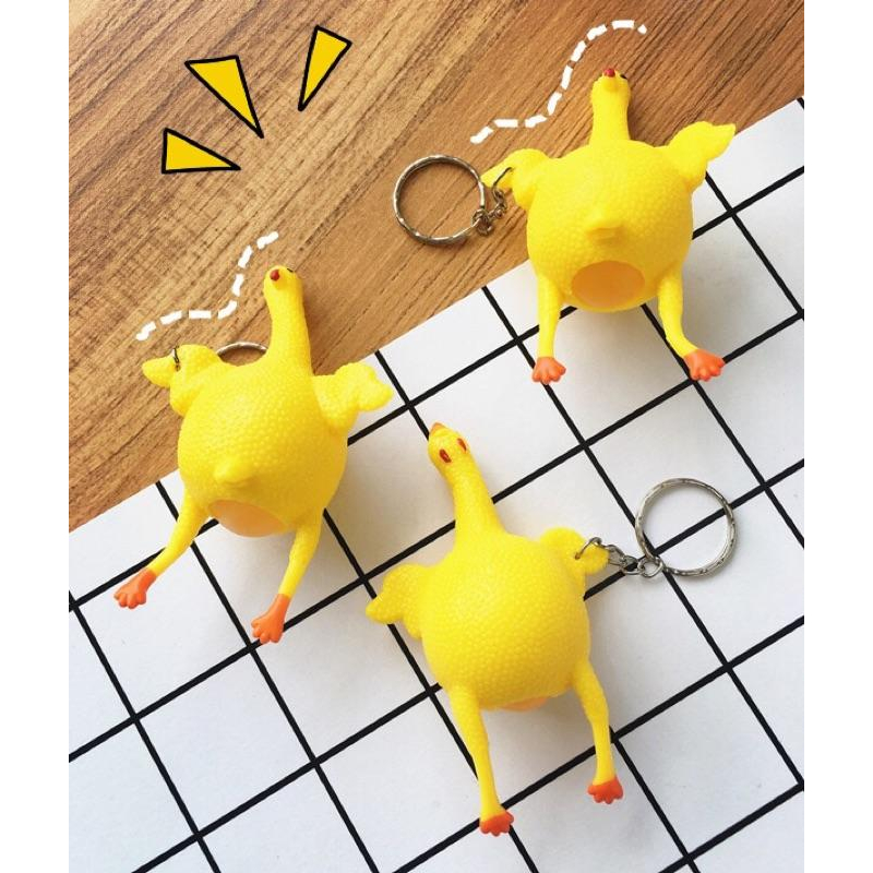 現貨 發洩雞 發洩鴨 療癒玩具 辦公室玩物 發洩 寵物 鑰匙圈 日本 韓國 學生最愛 捏捏樂 玩具 下蛋雞-細節圖3