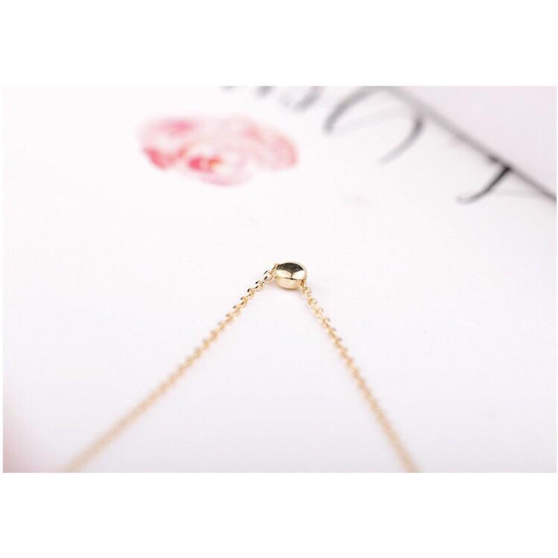 現貨 韓國 純銀 小金豆 項鍊 頸鍊 鎖骨鍊 氣質鎖骨鍊 韓妞時尚 百搭項鍊 甜美 韓製新品-細節圖4