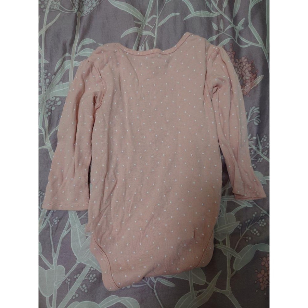 二手 Carter＇s 粉色點點長袖包屁衣 18M-細節圖2