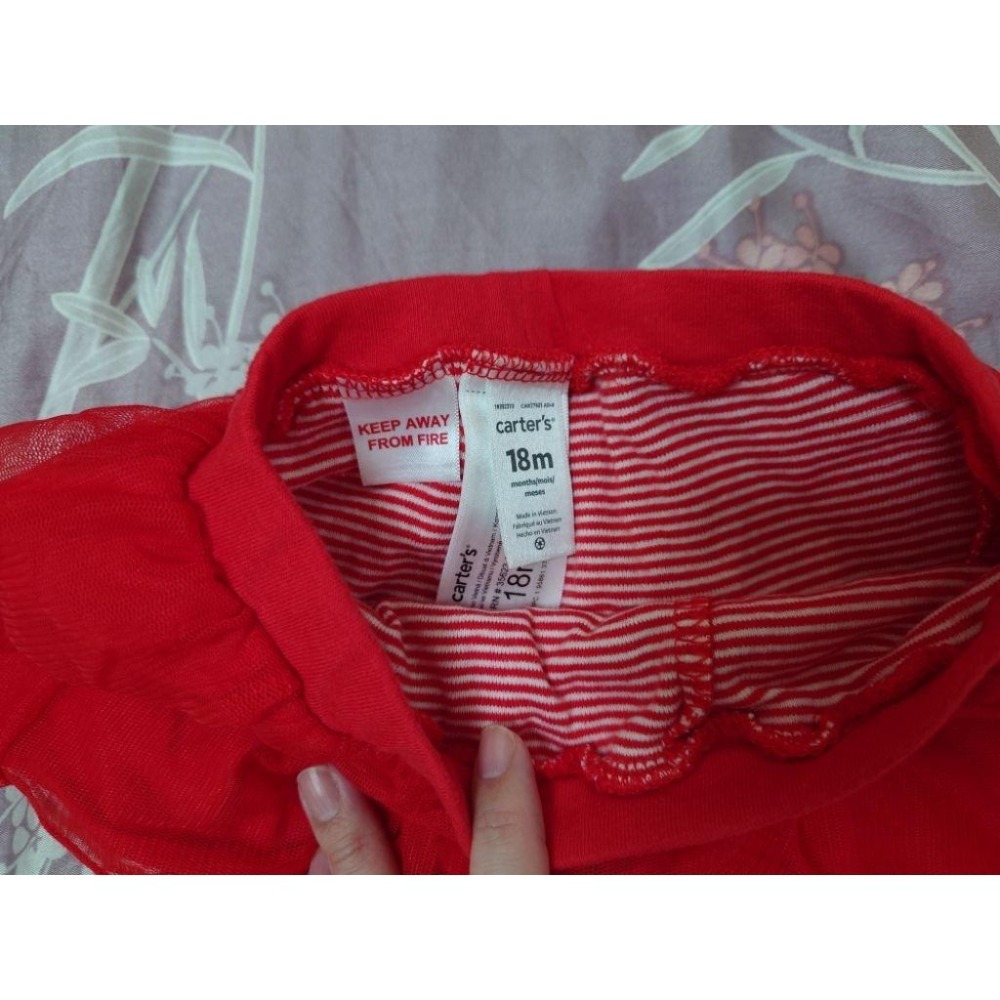 二手近新 Carter＇s 紅色內搭褲裙 18M-細節圖3