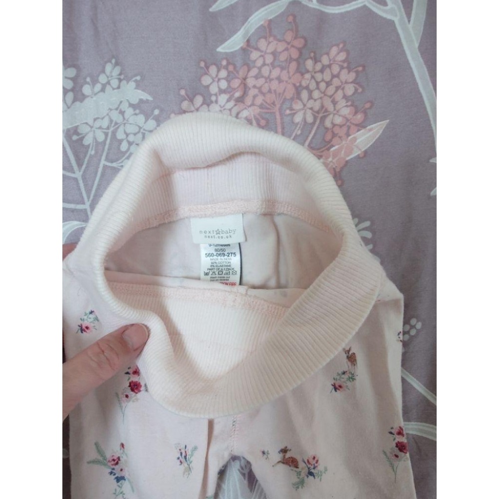 二手 童裝 NEXT 粉色花花內搭褲 80-細節圖3