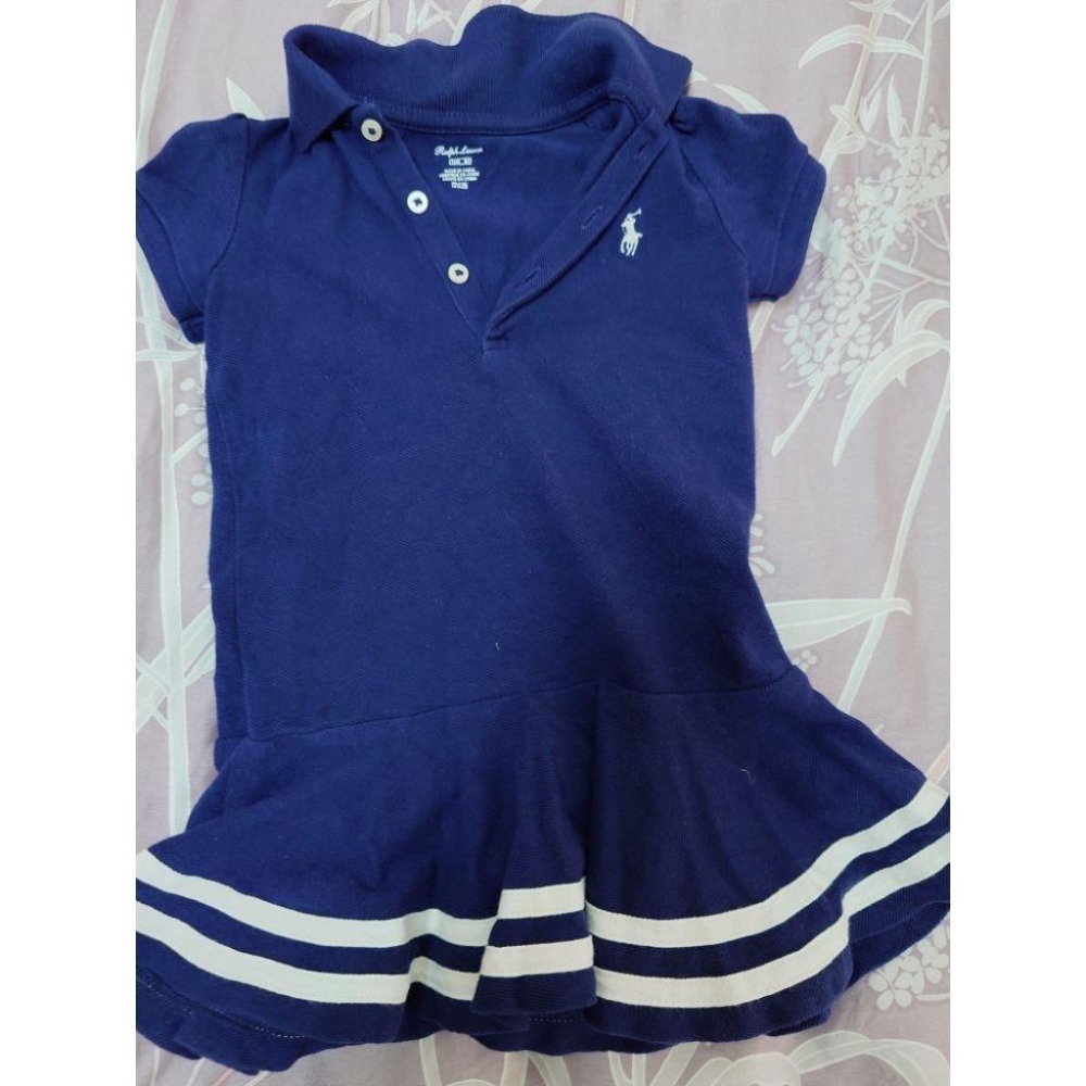 二手 童裝 RL POLO Ralph Lauren 藍色洋裝+小褲 80-細節圖2