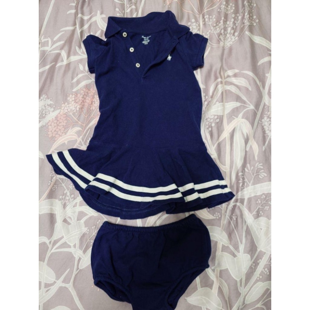 二手 童裝 RL POLO Ralph Lauren 藍色洋裝+小褲 80-細節圖7