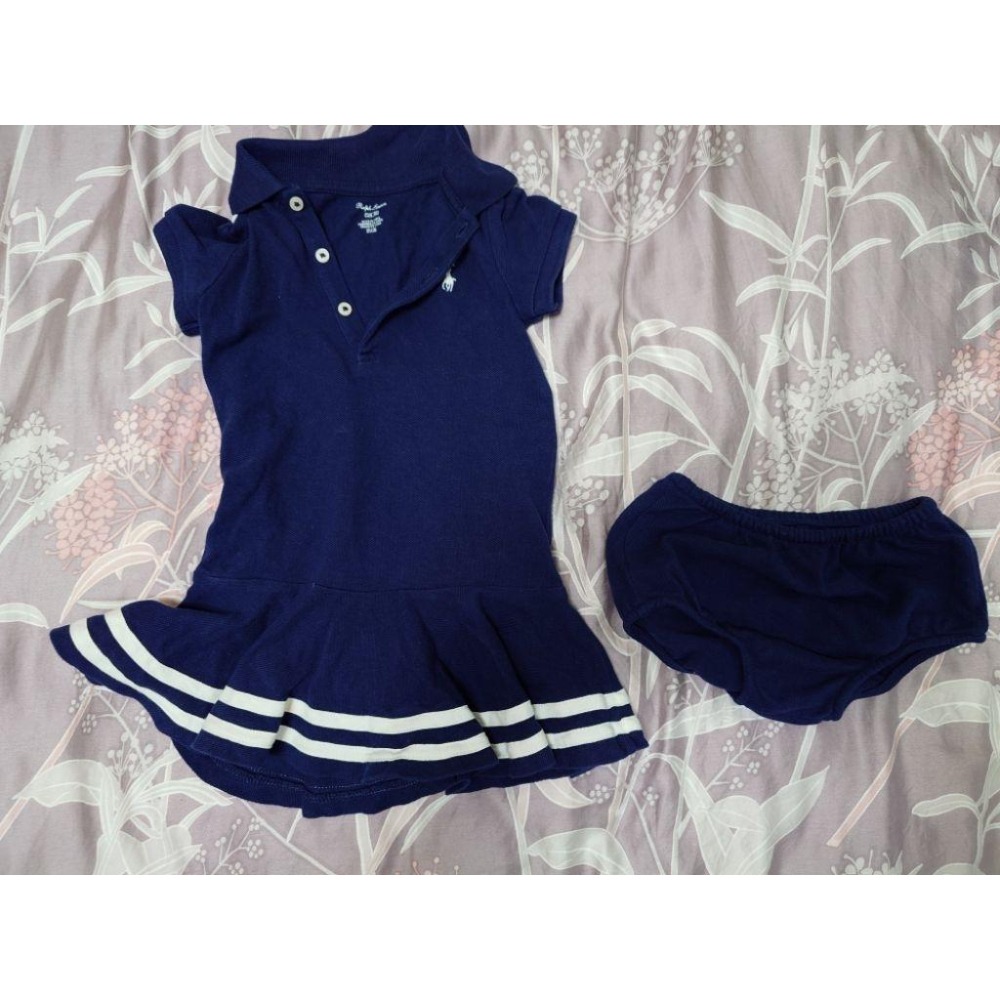 二手 童裝 RL POLO Ralph Lauren 藍色洋裝+小褲 80-細節圖9