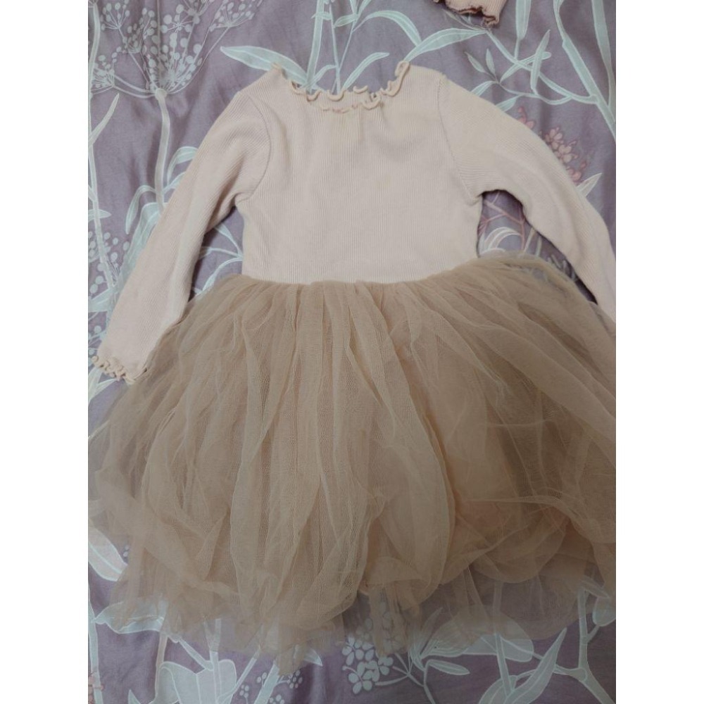 二手 童裝 正韓 mini dressing 女寶 粉色網紗包屁連身裙 6-12M-細節圖2