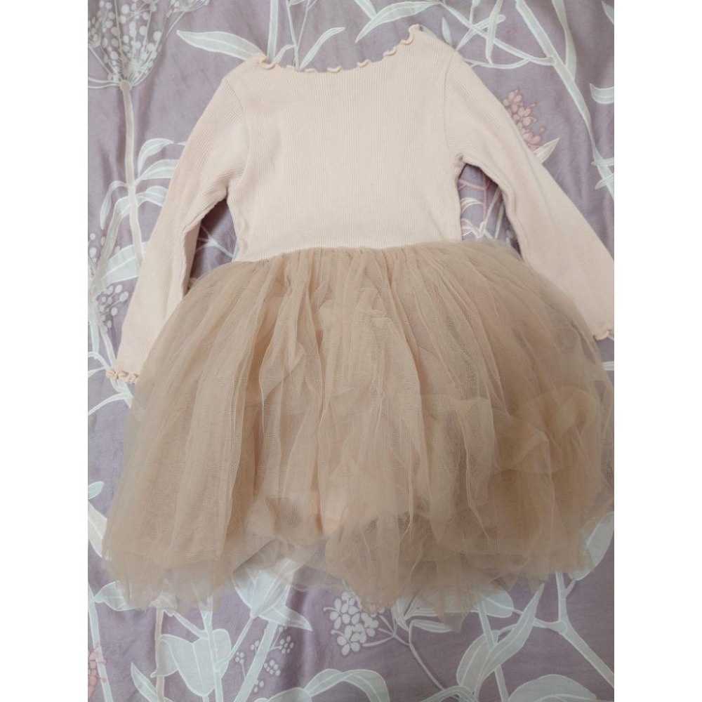 二手 童裝 正韓 mini dressing 女寶 粉色網紗包屁連身裙 6-12M-細節圖3