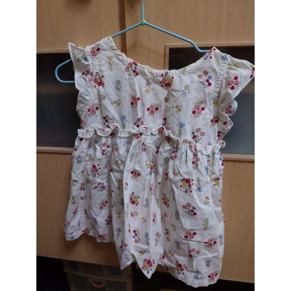 二手 童裝 日單 白色碎花洋裝 80-細節圖4