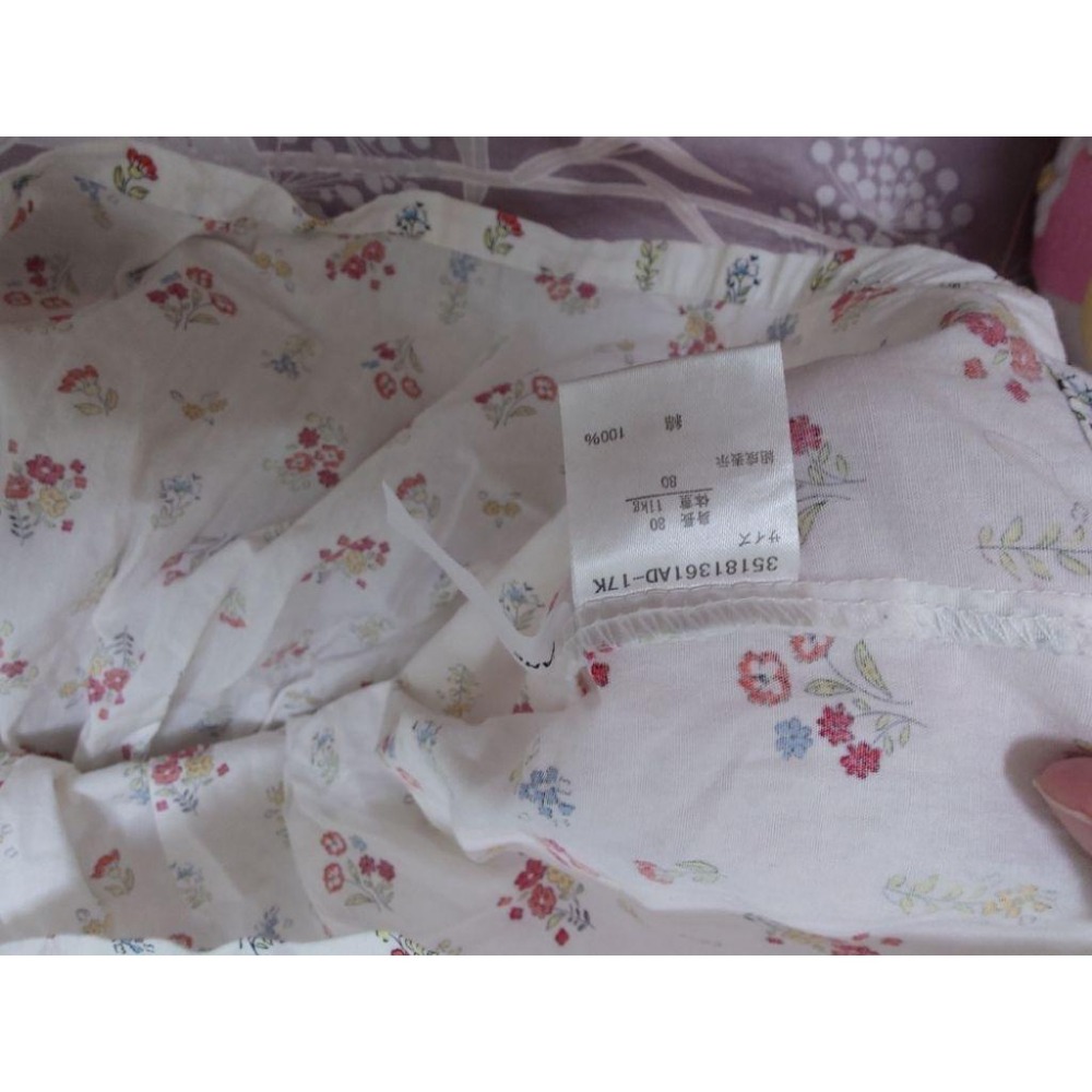 二手 童裝 日單 白色碎花洋裝 80-細節圖8