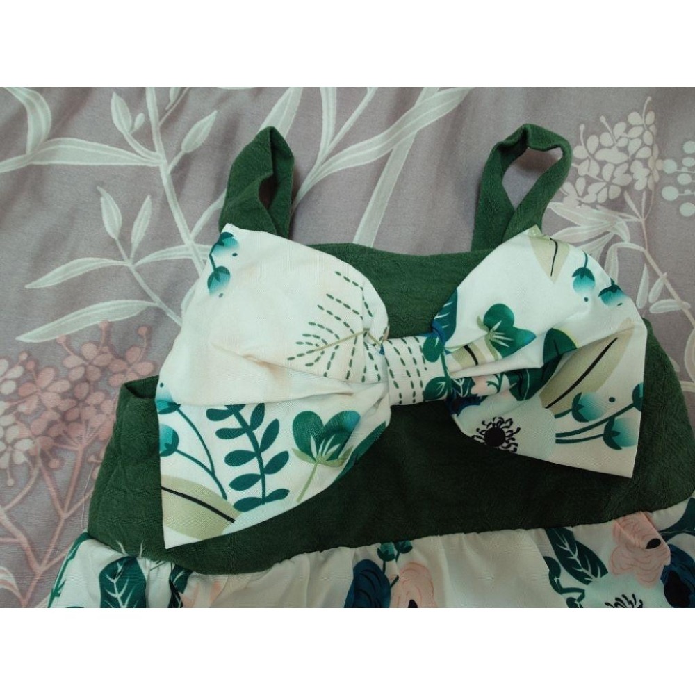 二手 童裝 歐美渡假風前短後長碎花連身裙 洋裝 12-18M/2Y-細節圖3