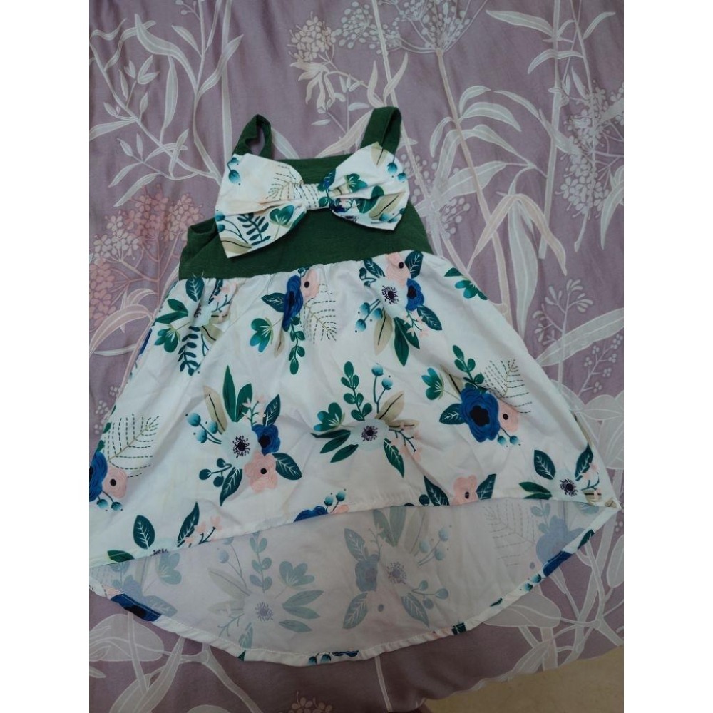 二手 童裝 歐美渡假風前短後長碎花連身裙 洋裝 12-18M/2Y-細節圖4