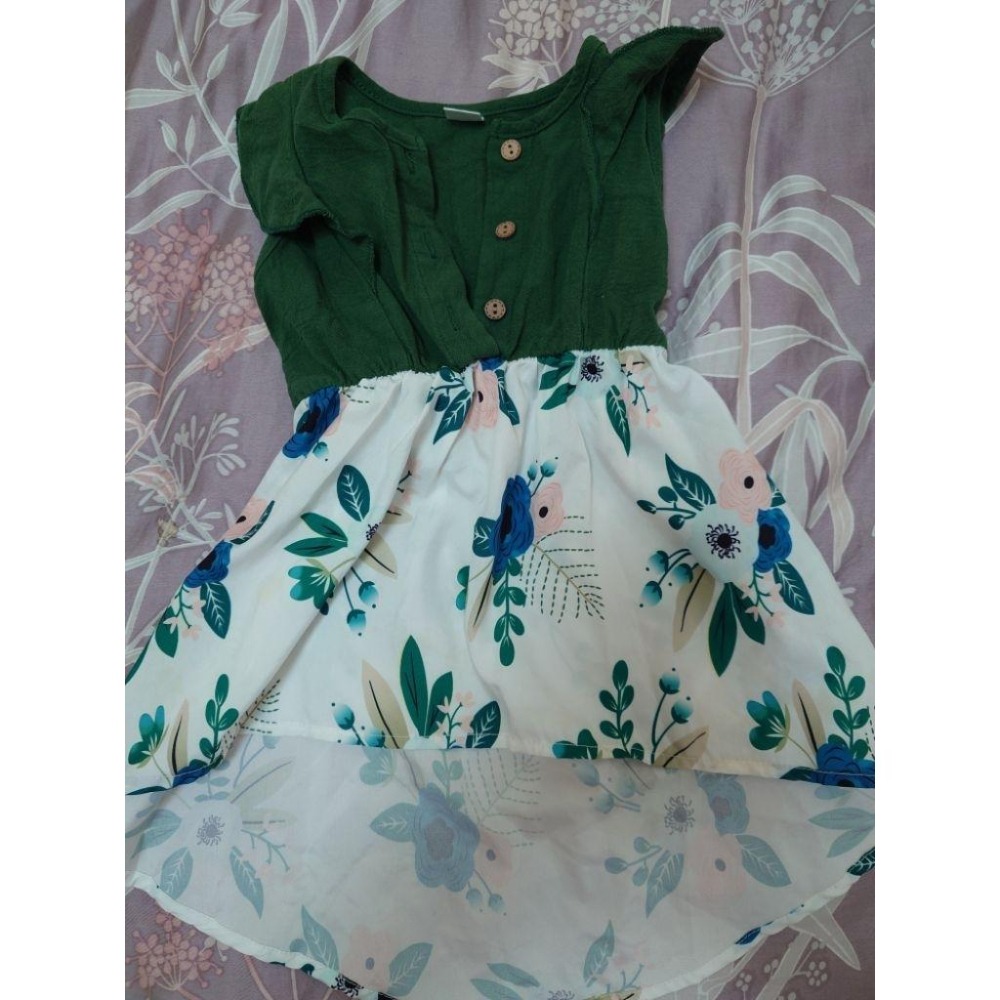 二手 童裝 歐美渡假風前短後長碎花連身裙 洋裝 12-18M/2Y-細節圖6