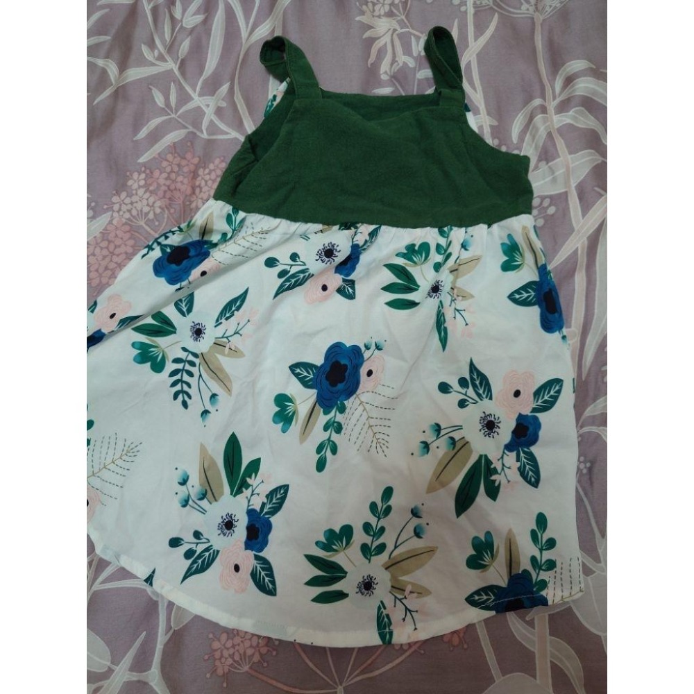 二手 童裝 歐美渡假風前短後長碎花連身裙 洋裝 12-18M/2Y-細節圖7