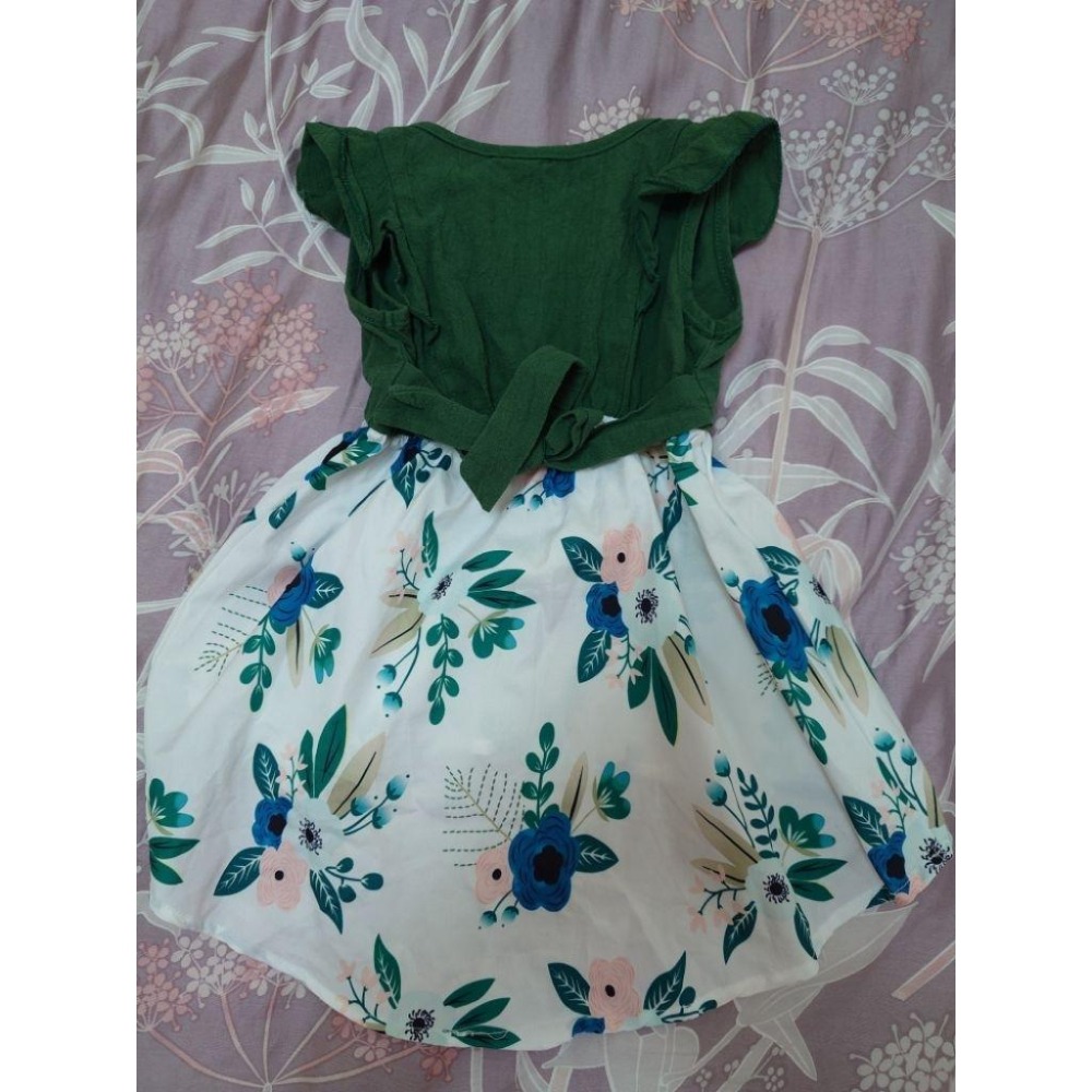 二手 童裝 歐美渡假風前短後長碎花連身裙 洋裝 12-18M/2Y-細節圖8