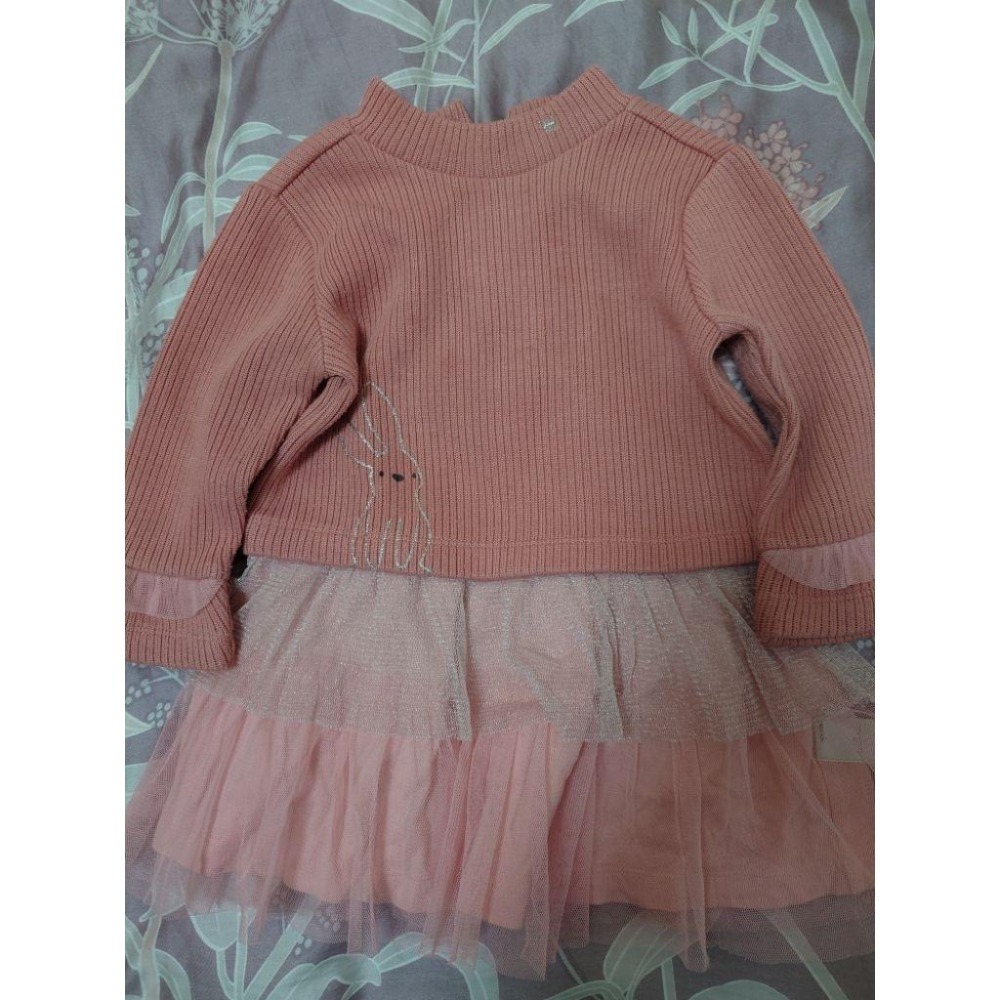 二手 童裝 Hallmark babies 粉色網紗氣質長袖連身裙 80-細節圖3